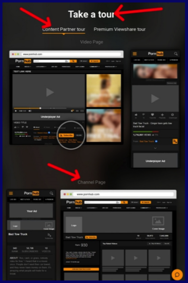 type of advertisment placement on Pornhub