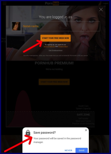 Activate customer account in Pornhub Premium