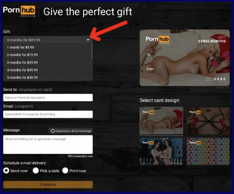 Cost of Pornhub Premium GIFT CARD